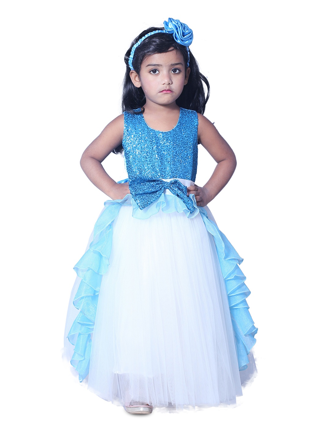 Wish little Girls Sequin Embellished Lace Frills A-Line Maxi Dress Comes with a belt, Turquoise blue
Wish little Girls Sequin Embellished Lace Frills A-Line Maxi Dress Comes with a belt, Turquoise blue