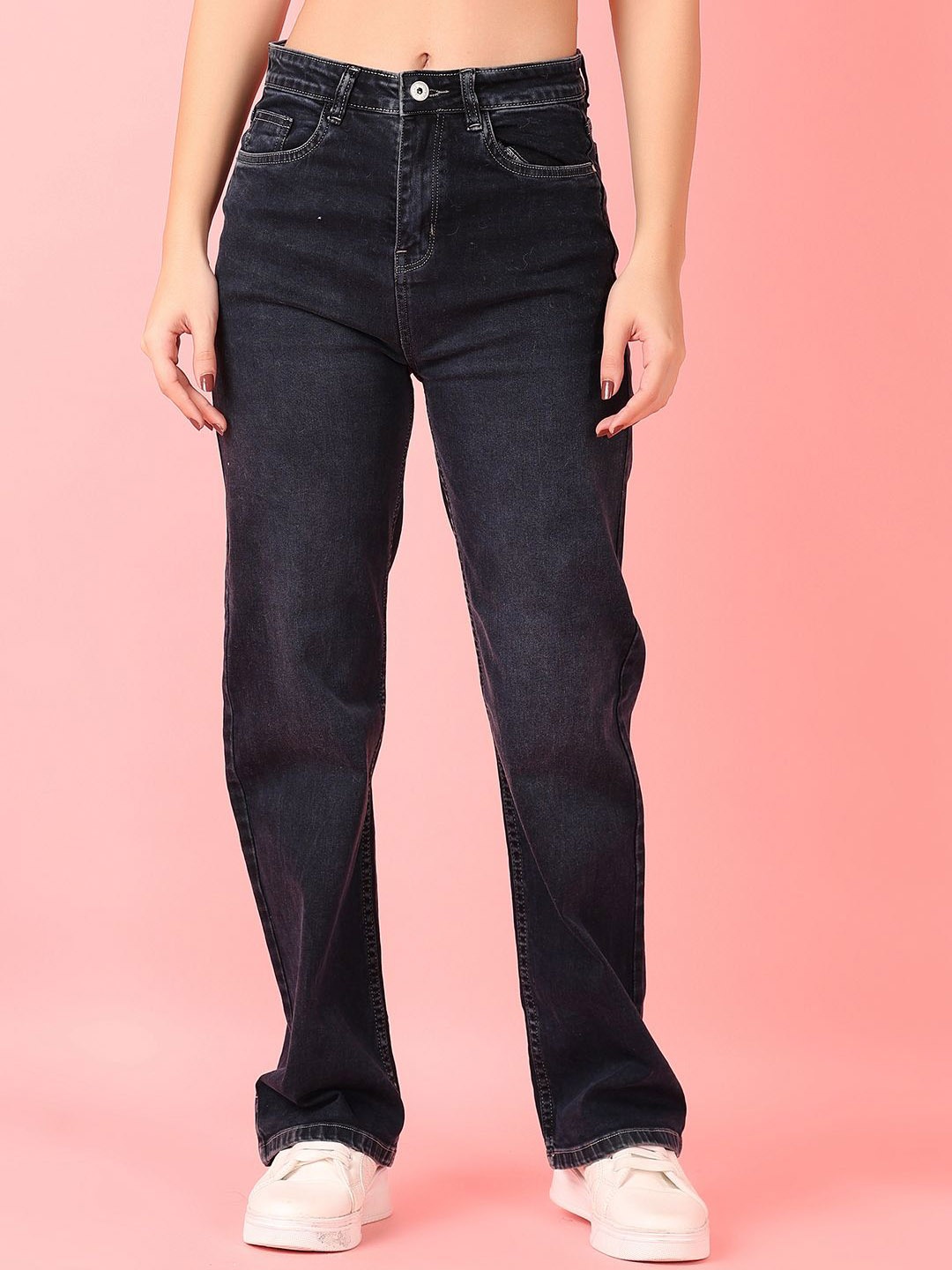 V-Mart Women Cotton Straight Fit High-Rise Light Fade Stretchable Casual Jeans, Black
V-Mart Women Cotton Straight Fit High-Rise Light Fade Stretchable Casual Jeans, Black