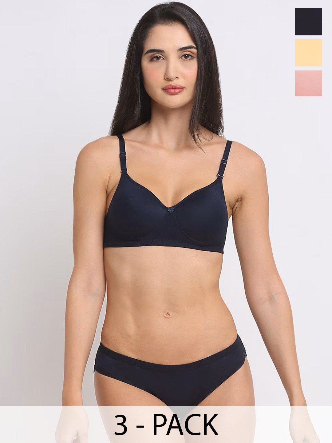 Designer Bugs Women Pack Of 3 Seamless Lightly-Padded Lingerie SetsDBLS-Y-RG-NB-30B, Yellow
Designer Bugs Women Pack Of 3 Seamless Lightly-Padded Lingerie SetsDBLS-Y-RG-NB-30B, Yellow