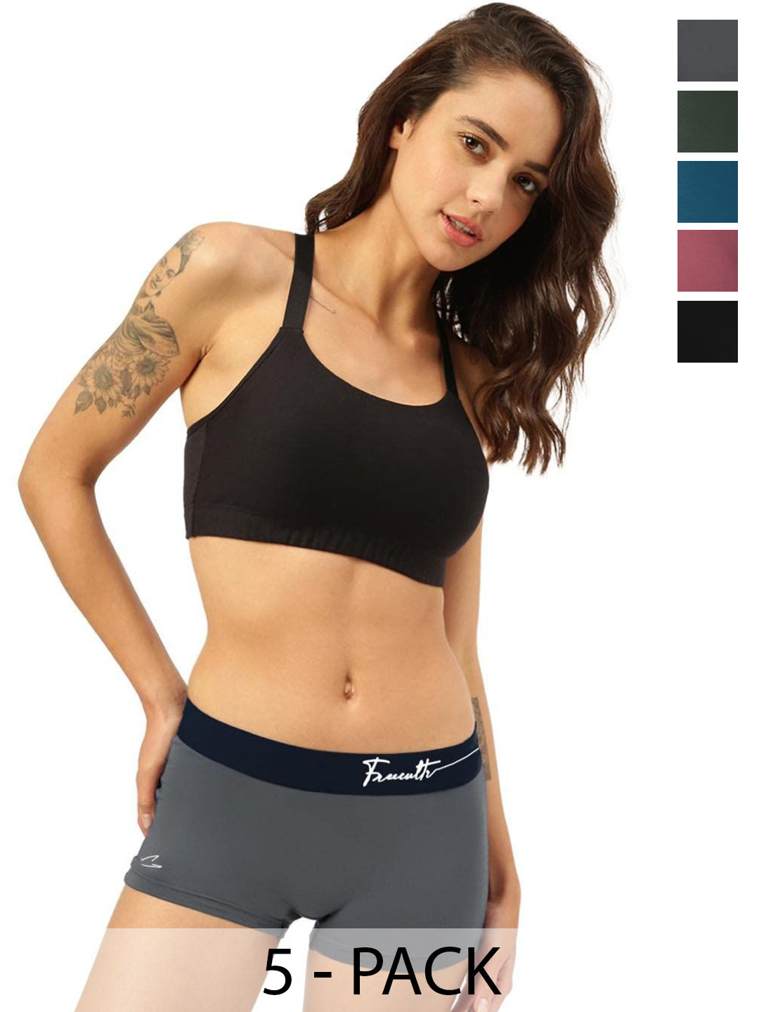 FREECULTR Pack Of 5 Mid-Rise Antibacterial Airsoft Boy Shorts, Grey
FREECULTR Pack Of 5 Mid-Rise Antibacterial Airsoft Boy Shorts, Grey