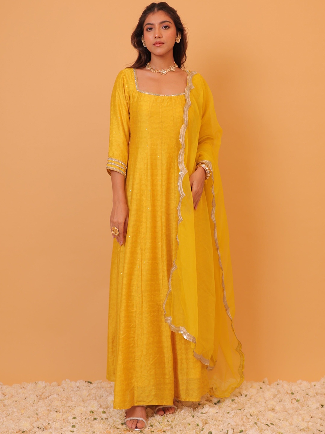Alaya By Stage3 Square Neck Thread Work Pure Cotton A-Line Ethnic Dresses With Dupatta, Yellow
Alaya By Stage3 Square Neck Thread Work Pure Cotton A-Line Ethnic Dresses With Dupatta, Yellow