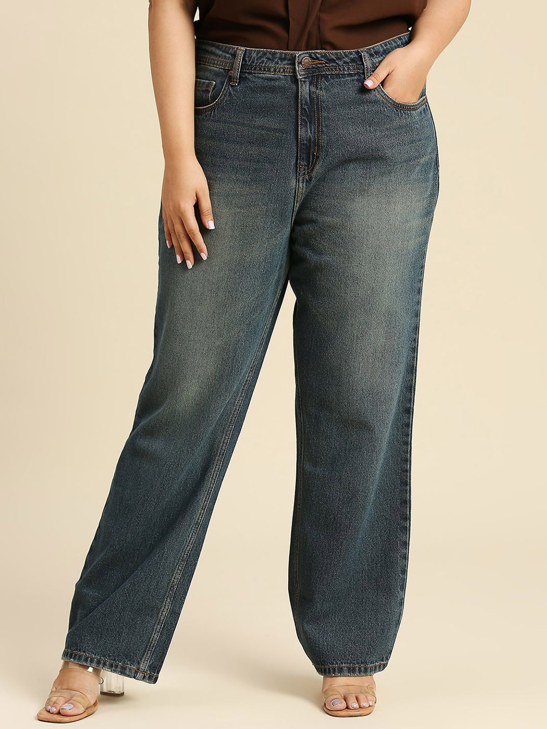 Freeform by High Star Women Plus Size Comfort Straight Fit Mid-Rise Heavy Fade Jeans, Blue
Freeform by High Star Women Plus Size Comfort Straight Fit Mid-Rise Heavy Fade Jeans, Blue