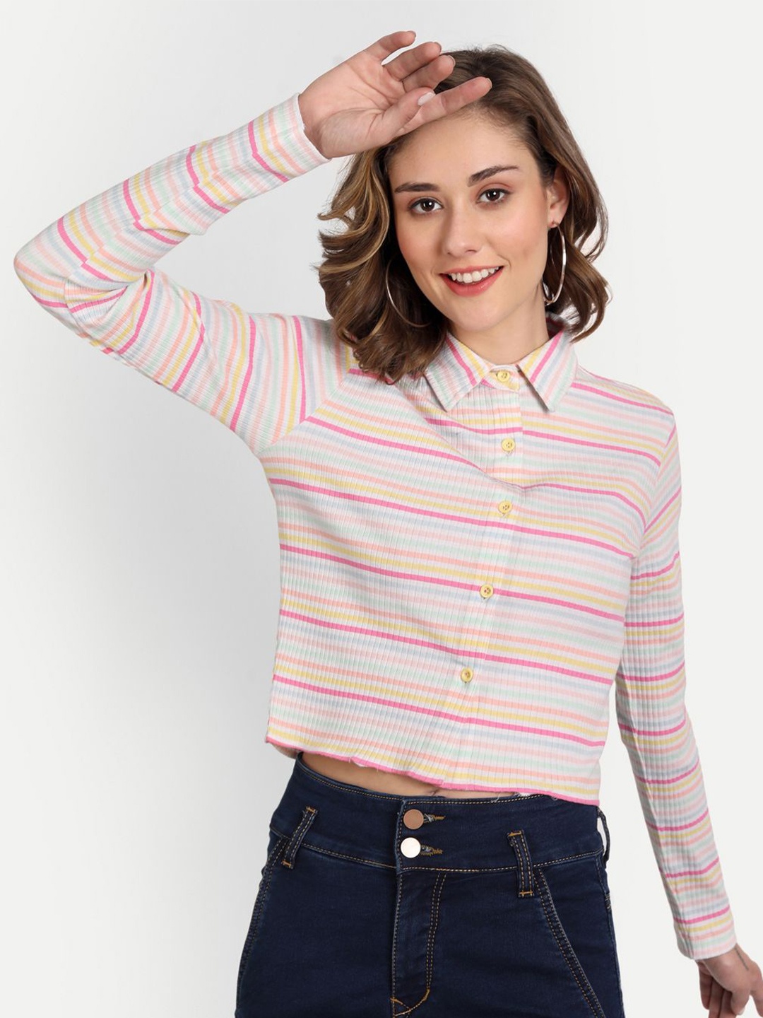 CHARMGAL Women Classic Spread Collar Horizontal Striped Cotton Slim Fit Casual Shirt, Off white
CHARMGAL Women Classic Spread Collar Horizontal Striped Cotton Slim Fit Casual Shirt, Off white