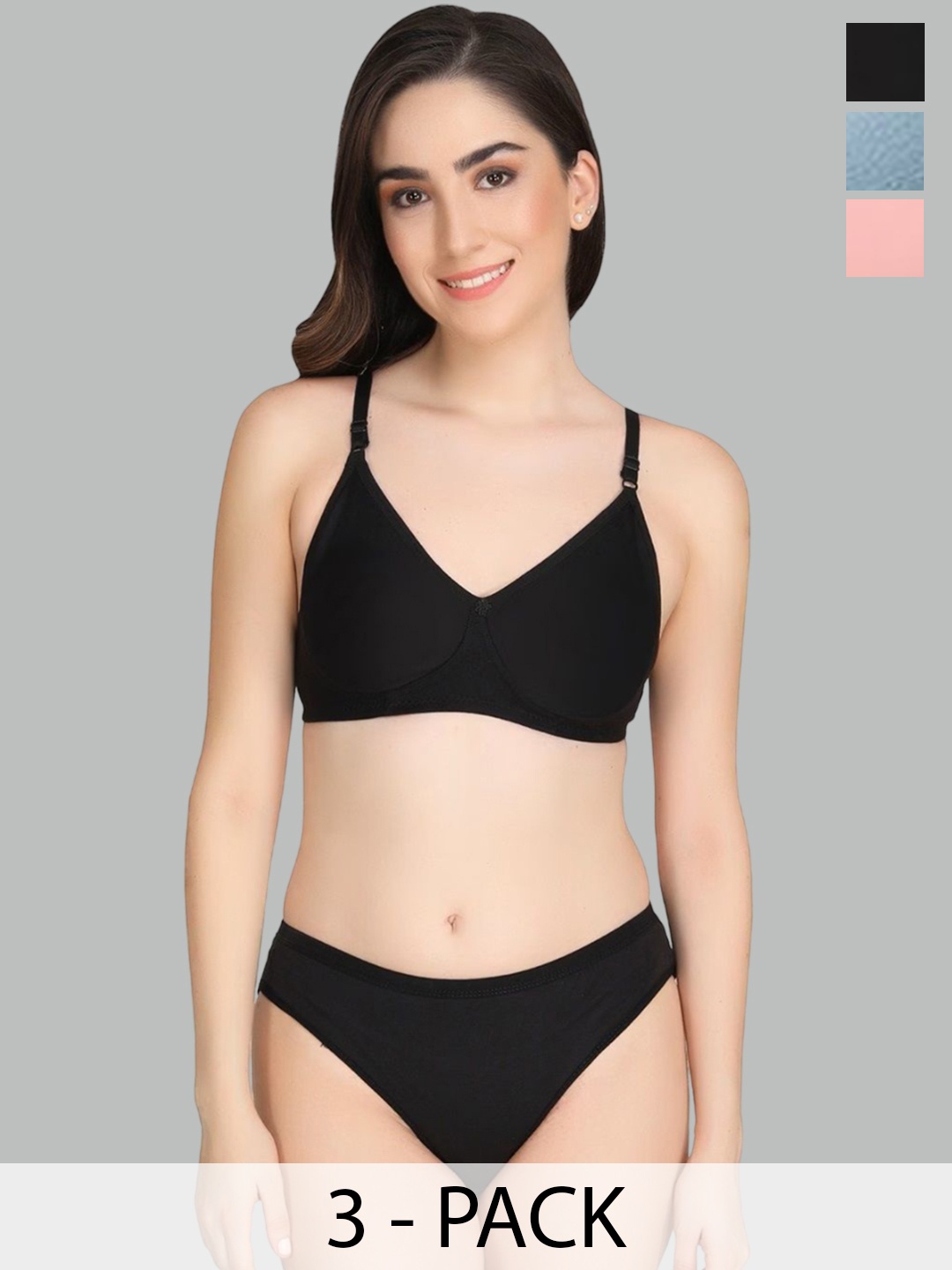 Designer Bugs Women Pack Of 3 Seamless Lightly-Padded Lingerie Set DBLS-B-RG-G-30B, Black
Designer Bugs Women Pack Of 3 Seamless Lightly-Padded Lingerie Set DBLS-B-RG-G-30B, Black