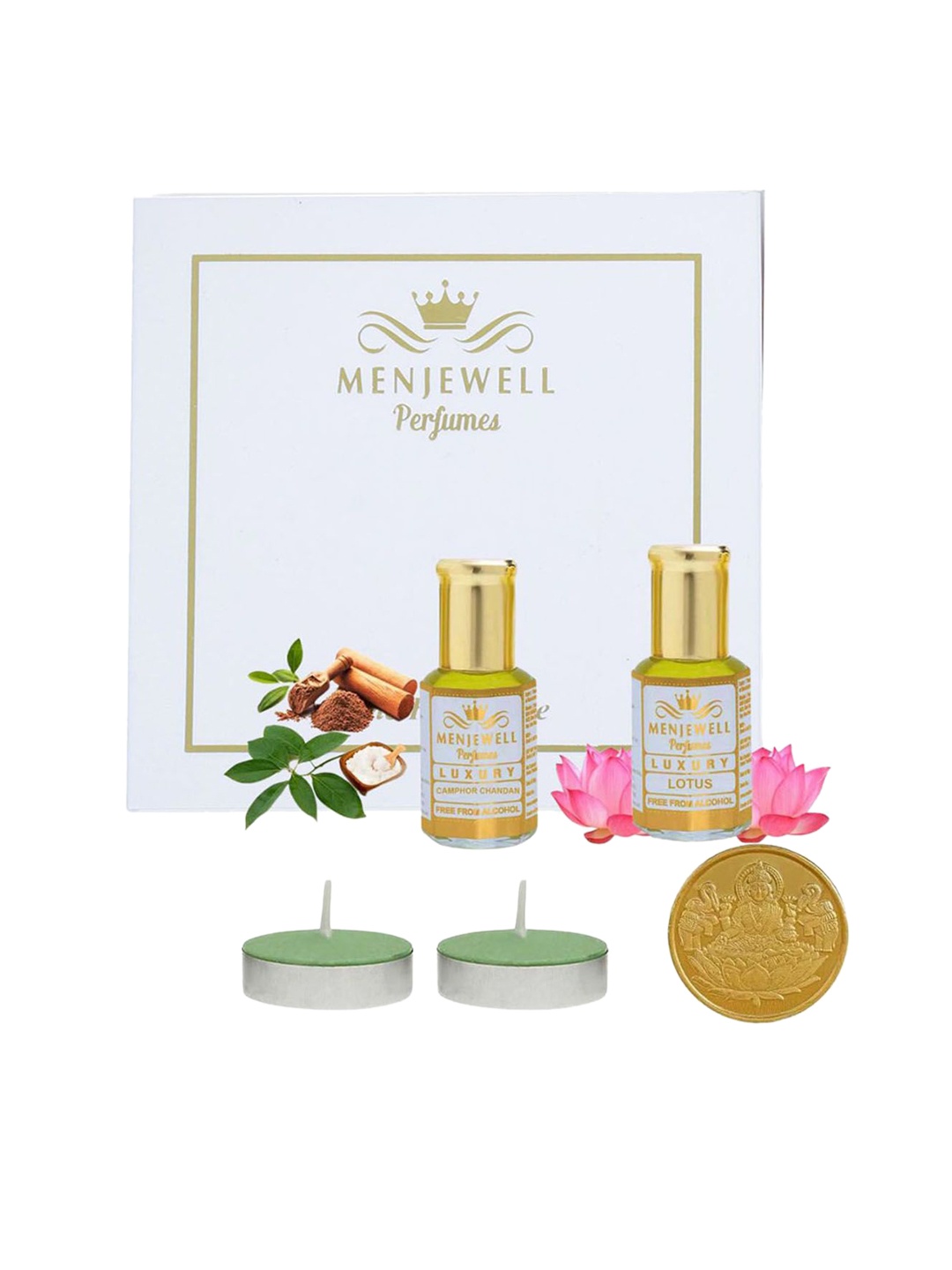 Menjewell Set Of 5 Luxury Camphor Chandan Long Lasting Attar Perfume Gift Set, White
Menjewell Set Of 5 Luxury Camphor Chandan Long Lasting Attar Perfume Gift Set, White