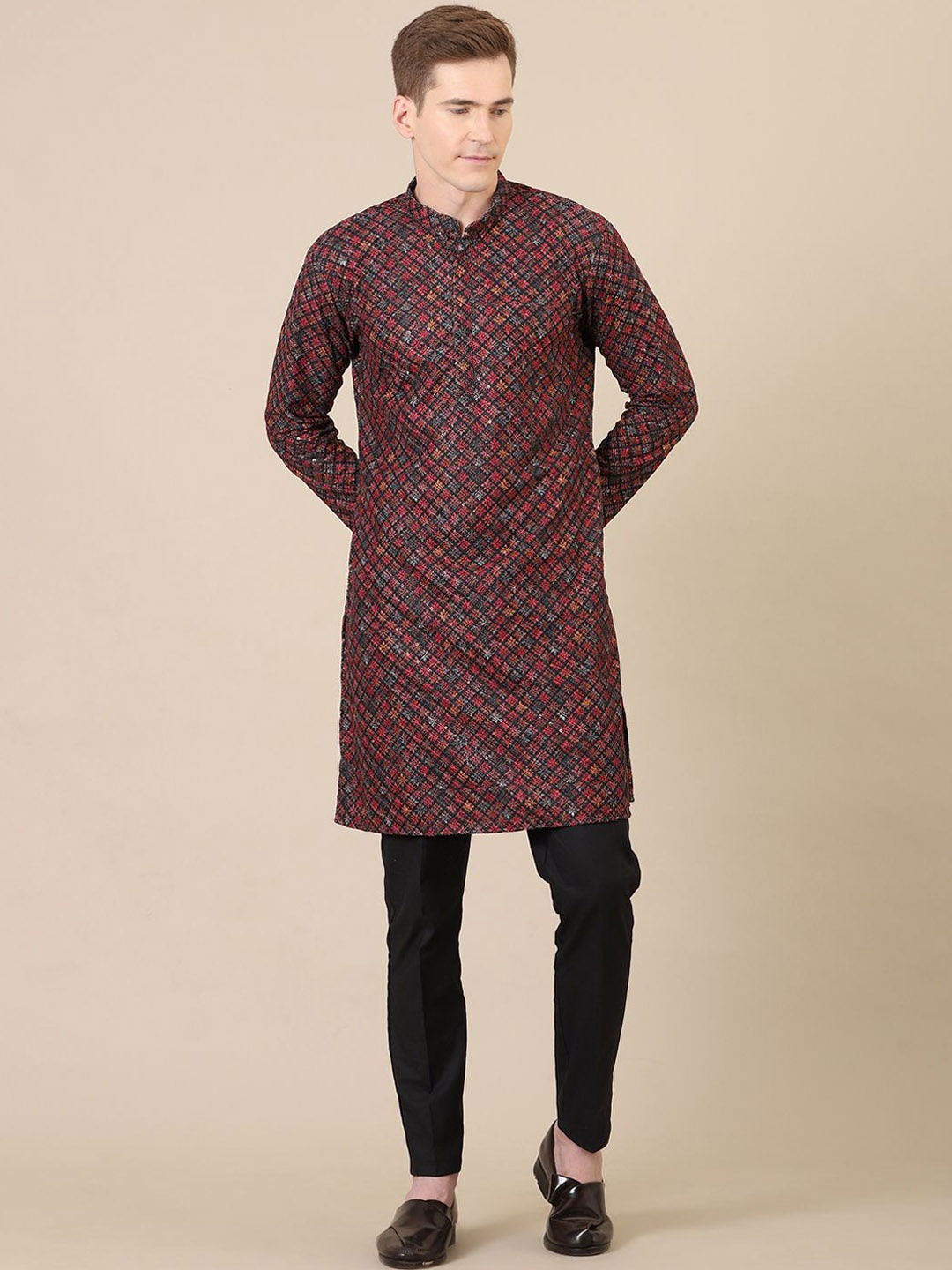 Stuffie Land Geometric Embroidered Mandarin Collar Pure Cotton Straight Kurta With Pyjama, Maroon
Stuffie Land Geometric Embroidered Mandarin Collar Pure Cotton Straight Kurta With Pyjama, Maroon