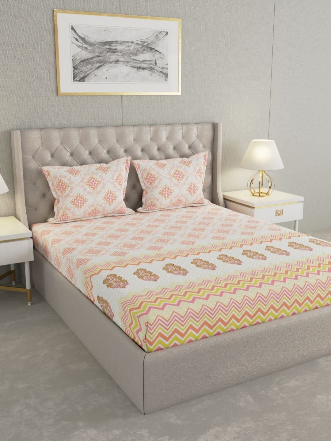 Raymond Home CRYSTAL Yellow Floral Printed Cotton 210 TC King Bedsheet Set 2.74 x 2.74m
Raymond Home CRYSTAL Yellow Floral Printed Cotton 210 TC King Bedsheet Set 2.74 x 2.74m