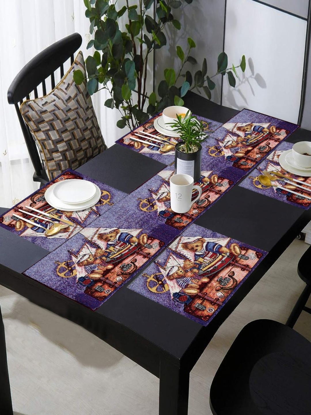 PRAKARTIK Set of 5 Purple Bear Pirate Treasure Ship Printed Dining Table Mats With Runner
PRAKARTIK Set of 5 Purple Bear Pirate Treasure Ship Printed Dining Table Mats With Runner