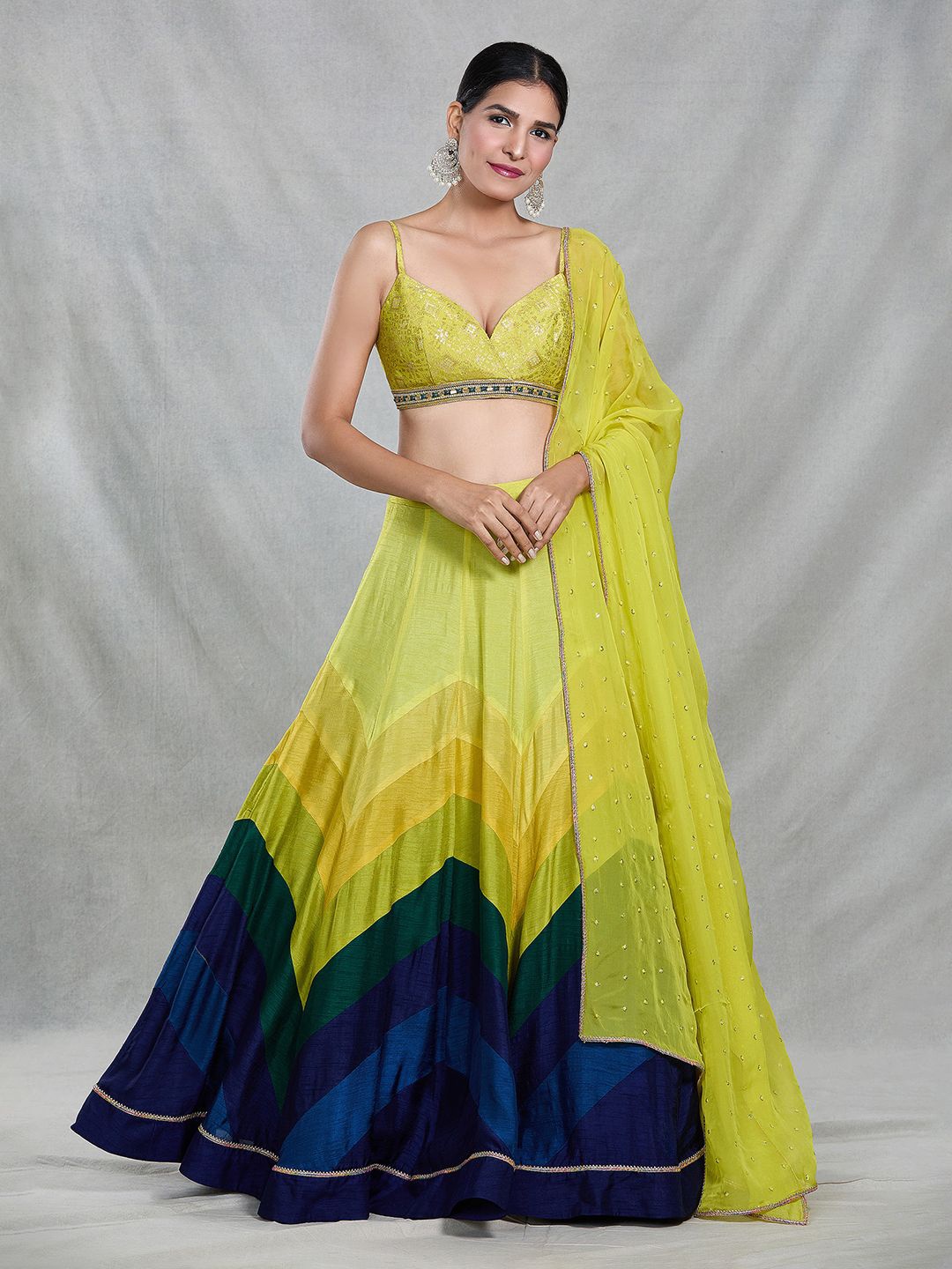 Samyukta Singhania Embroidered Sequinned Ready to Wear Lehenga & Blouse With Dupatta, Lime green
Samyukta Singhania Embroidered Sequinned Ready to Wear Lehenga & Blouse With Dupatta, Lime green