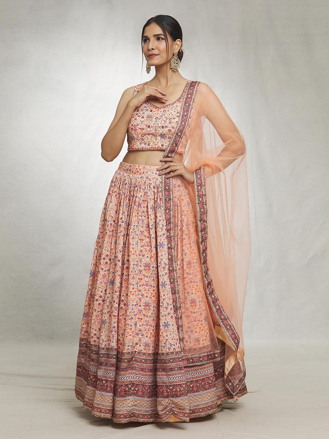 Samyukta Singhania Embroidered Block Print Ready to Wear Lehenga & Blouse With Dupatta, Cream
Samyukta Singhania Embroidered Block Print Ready to Wear Lehenga & Blouse With Dupatta, Cream