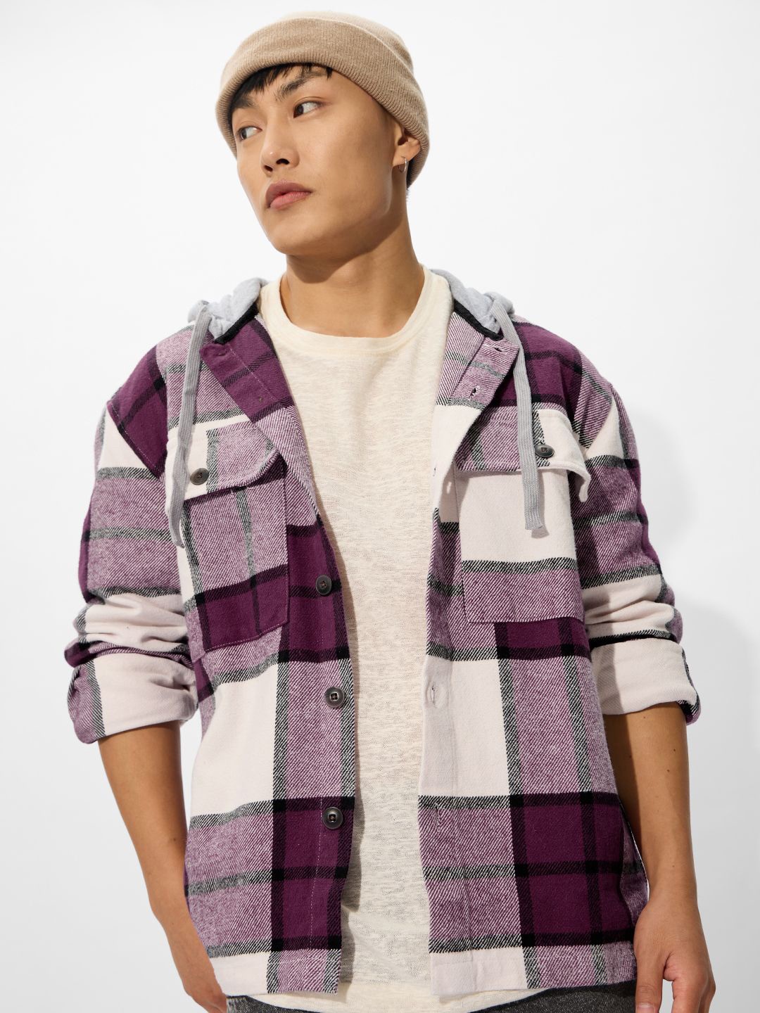 The Souled Store Men Hood Buffalo Checked Cotton Oversized Casual Shackets, Off white
The Souled Store Men Hood Buffalo Checked Cotton Oversized Casual Shackets, Off white