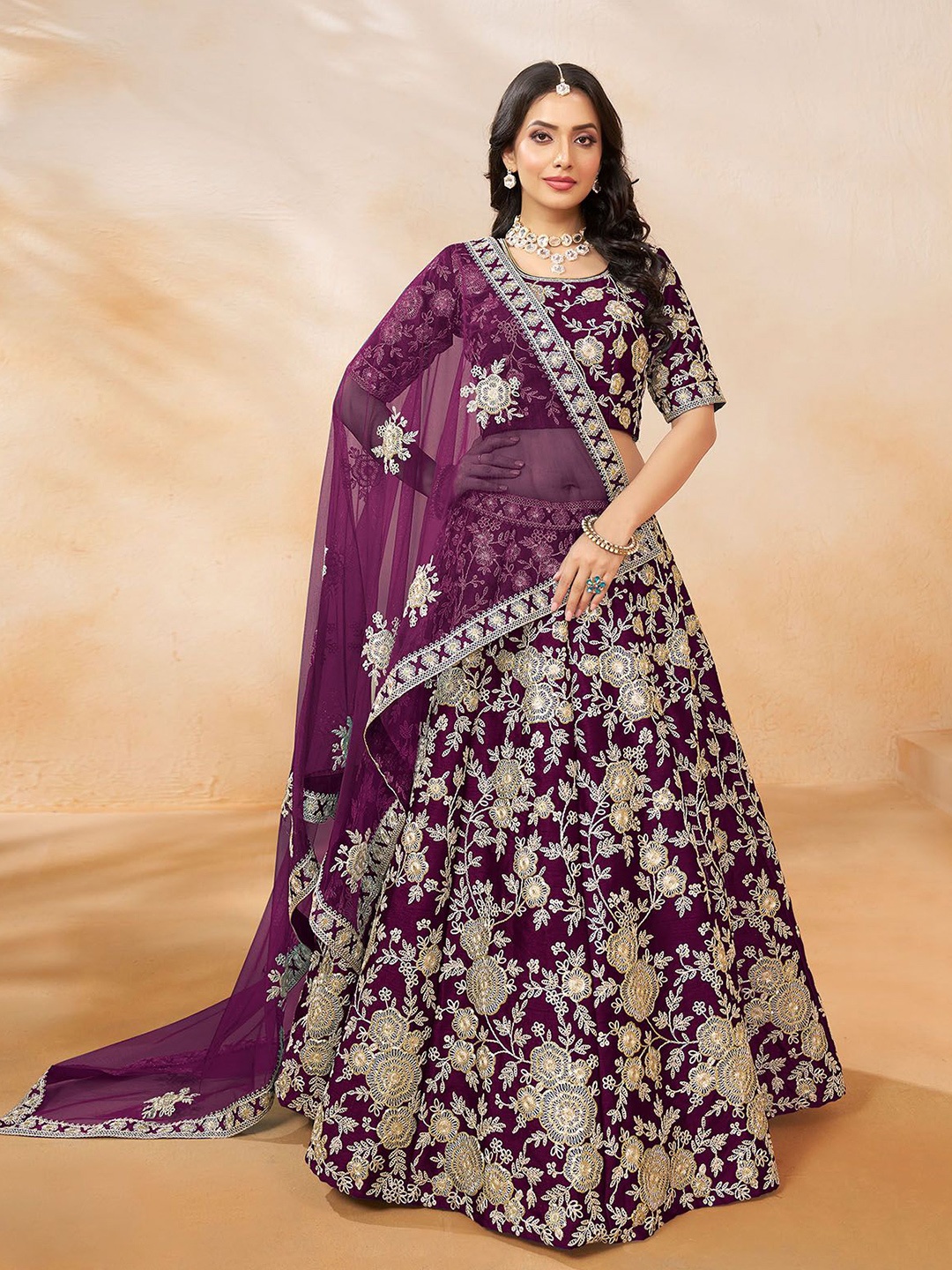 ODETTE Embroidered Thread Work Semi-Stitched Lehenga & Unstitched Blouse With Dupatta, Purple
ODETTE Embroidered Thread Work Semi-Stitched Lehenga & Unstitched Blouse With Dupatta, Purple