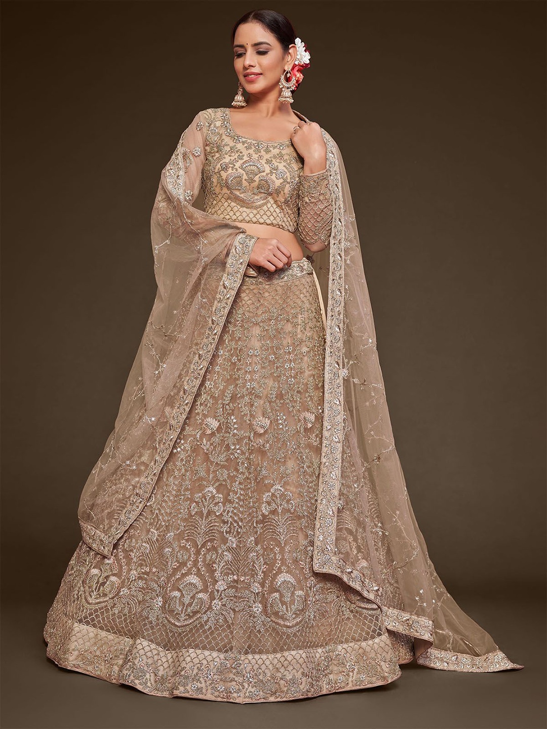 ODETTE Embellished Beads and Stones Semi-Stitched Lehenga & Unstitched Blouse With Dupatta, Beige
ODETTE Embellished Beads and Stones Semi-Stitched Lehenga & Unstitched Blouse With Dupatta, Beige