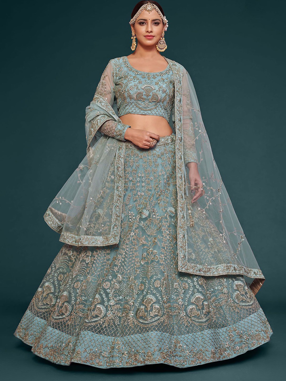 ODETTE Embellished Sequinned Semi-Stitched Lehenga & Unstitched Blouse With Dupatta, Blue
ODETTE Embellished Sequinned Semi-Stitched Lehenga & Unstitched Blouse With Dupatta, Blue