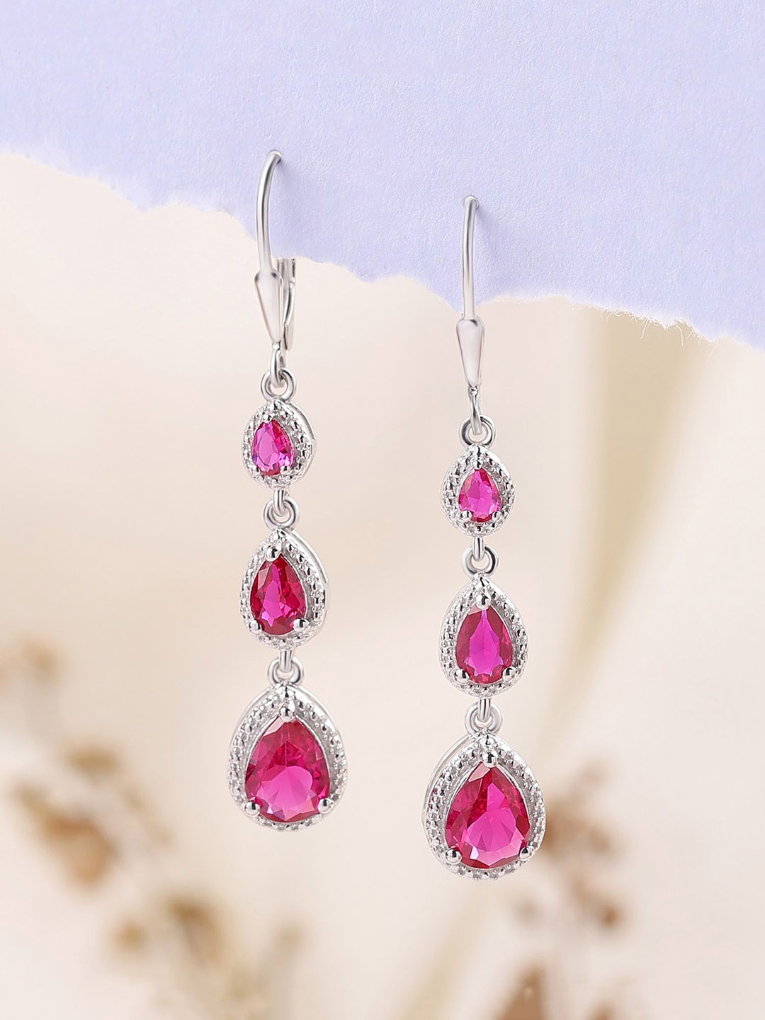 Ornate Jewels 925 Sterling Silver Rhodium-Plated Cubic Zirconia Studded Drop Earrings
Ornate Jewels 925 Sterling Silver Rhodium-Plated Cubic Zirconia Studded Drop Earrings