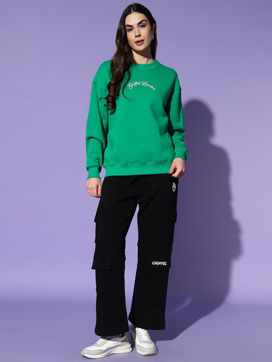 GRIFFEL Womens Typography Printed Round Neck Long Sleeves Mid-Rise Tracksuits, Green
GRIFFEL Womens Typography Printed Round Neck Long Sleeves Mid-Rise Tracksuits, Green