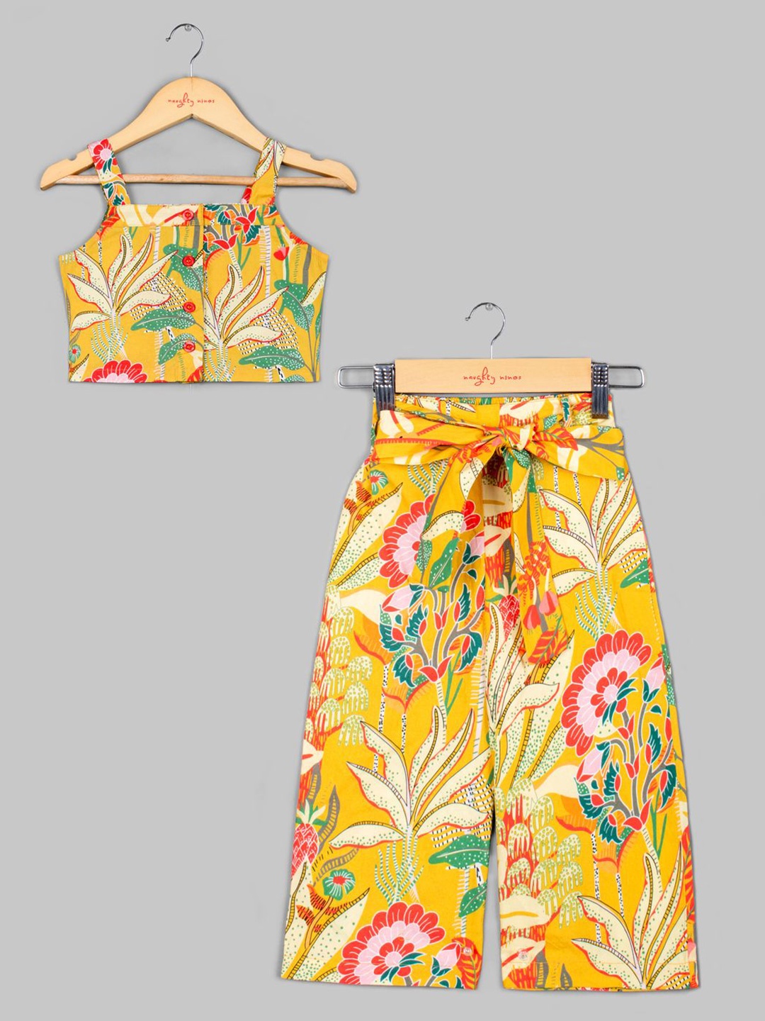 Naughty Ninos Girls Floral Printed Square Neck Pure Cotton Top with Palazzos, Mustard
Naughty Ninos Girls Floral Printed Square Neck Pure Cotton Top with Palazzos, Mustard