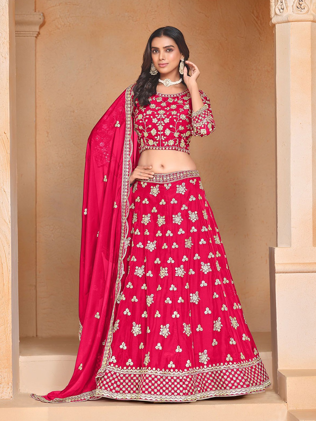 ODETTE Embroidered Organza Semi-Stitched Lehenga & Unstitched Blouse With Dupatta, Pink
ODETTE Embroidered Organza Semi-Stitched Lehenga & Unstitched Blouse With Dupatta, Pink
