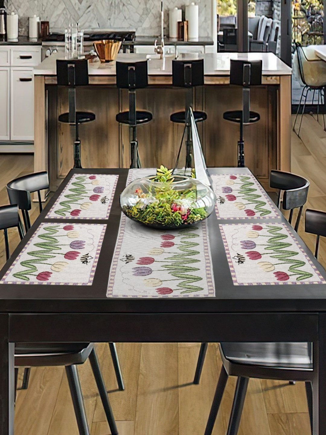PRAKARTIK Set of 5 Green & Red Cotton Floral Printed Rectangle Dining Table Mats With Runner
PRAKARTIK Set of 5 Green & Red Cotton Floral Printed Rectangle Dining Table Mats With Runner