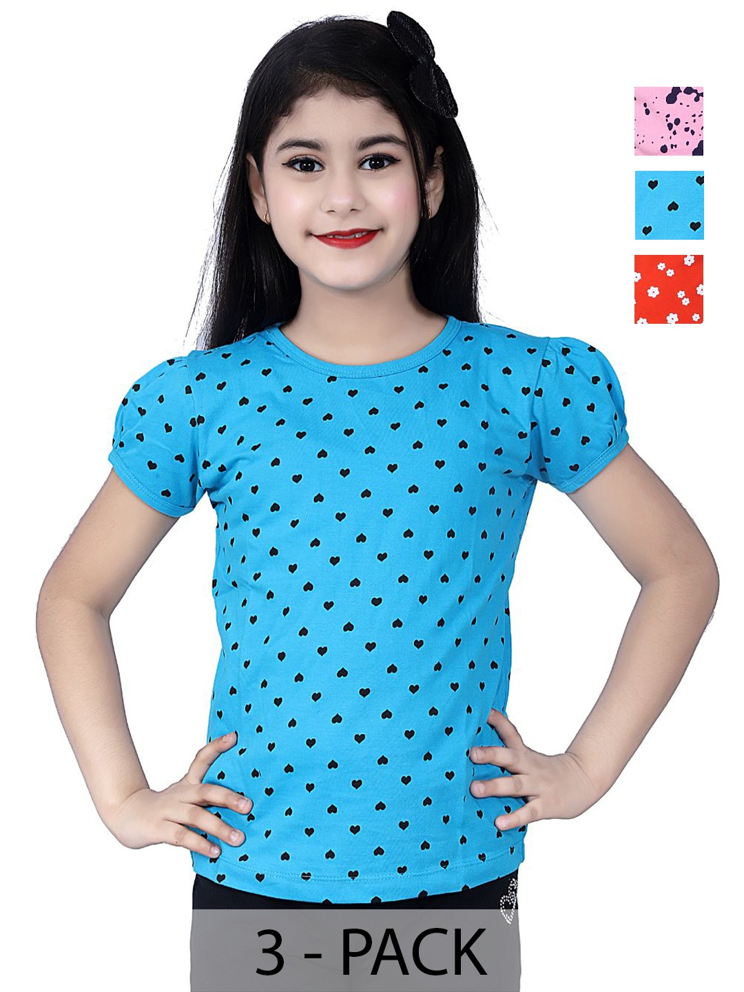 INDIA FASHION FAB Girls Pack Of 3 Conversational Printed Round Neck Cotton T-shirts, Blue
INDIA FASHION FAB Girls Pack Of 3 Conversational Printed Round Neck Cotton T-shirts, Blue