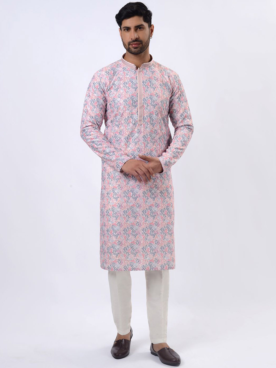 azania Floral Printed & Embroidered Thread Work Straight Kurta with Pyjamas, Pink
azania Floral Printed & Embroidered Thread Work Straight Kurta with Pyjamas, Pink