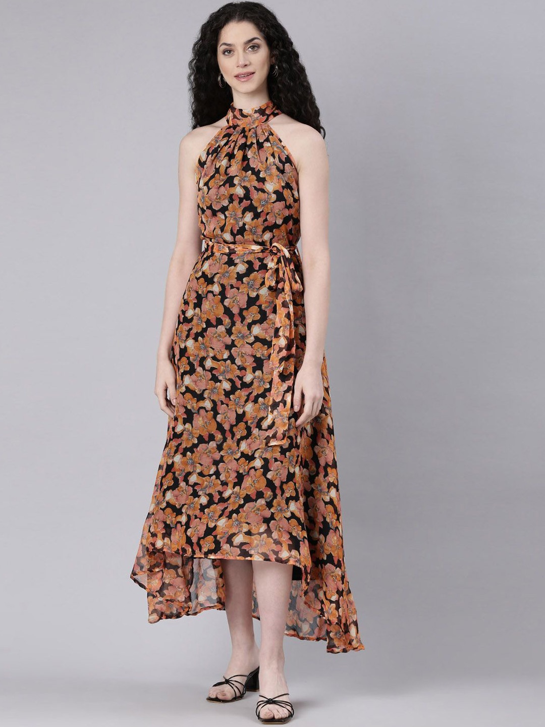 Souchii Women Floral Printed Halter Neck Sleeveless Tie-Ups Semi Sheer A-Line Midi Dresses, Brown
Souchii Women Floral Printed Halter Neck Sleeveless Tie-Ups Semi Sheer A-Line Midi Dresses, Brown
