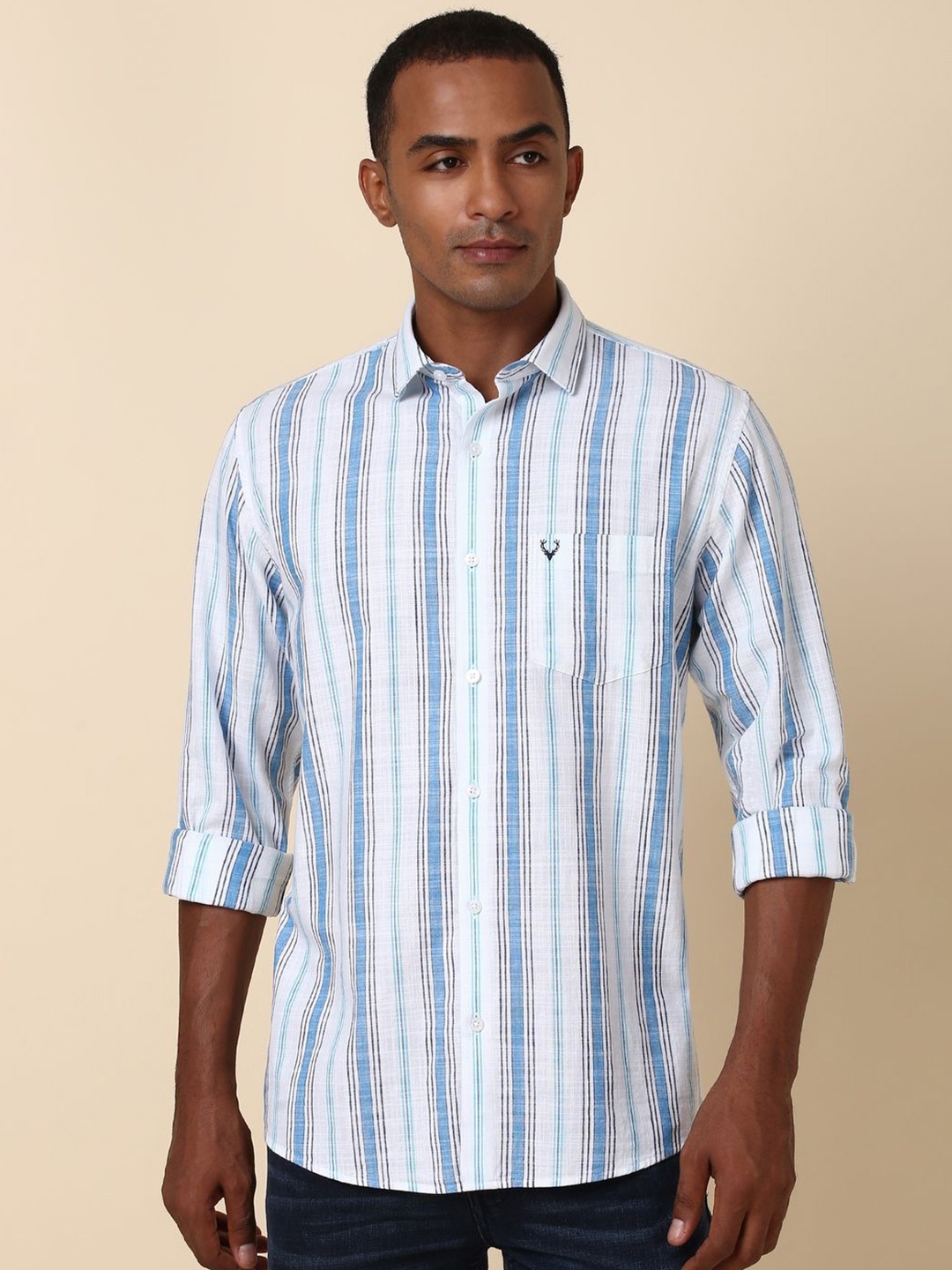Allen Solly Men Spread Collar Vertical Striped Cotton Slim Fit Casual Shirt, White
Allen Solly Men Spread Collar Vertical Striped Cotton Slim Fit Casual Shirt, White