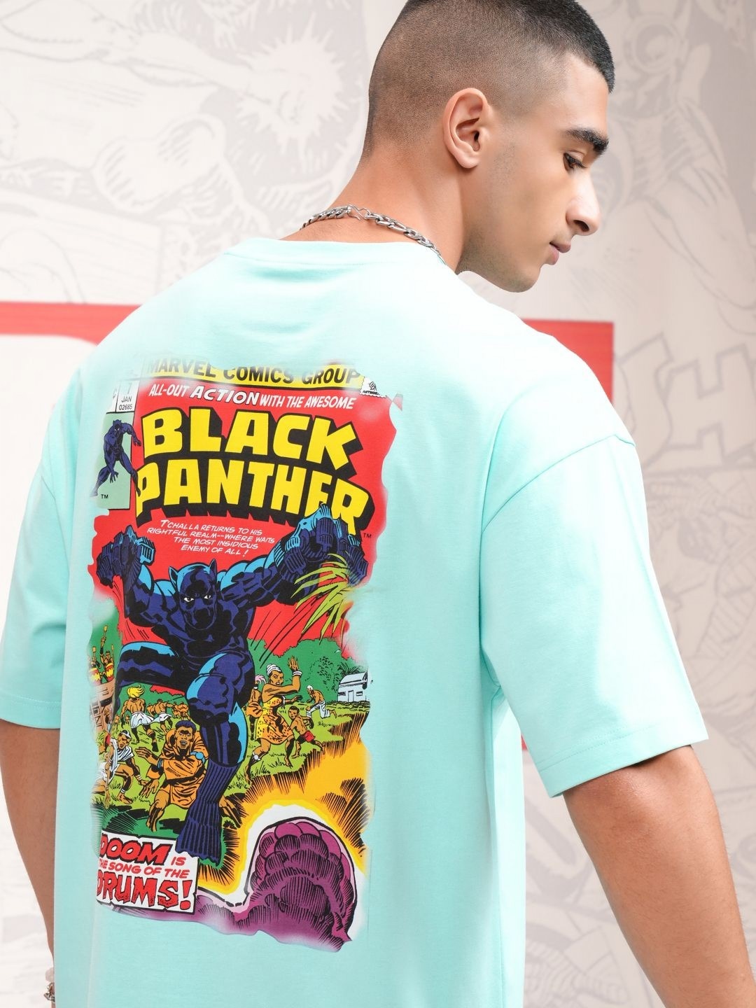 HIGHLANDER Men Graphic Printed Round Neck Cotton Oversized Black Panther Tshirt, Blue
HIGHLANDER Men Graphic Printed Round Neck Cotton Oversized Black Panther Tshirt, Blue