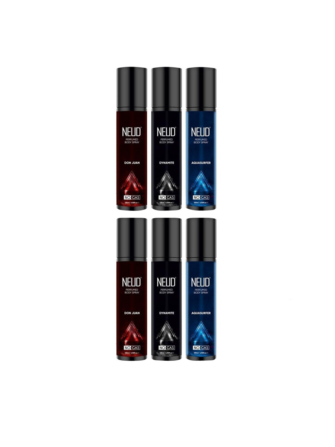 NEUD Set of 2 3-in-1 Perfumed Body Spray 120 ml each - Aquasurfer + Dynamite + Don Juan, Blue
NEUD Set of 2 3-in-1 Perfumed Body Spray 120 ml each - Aquasurfer + Dynamite + Don Juan, Blue