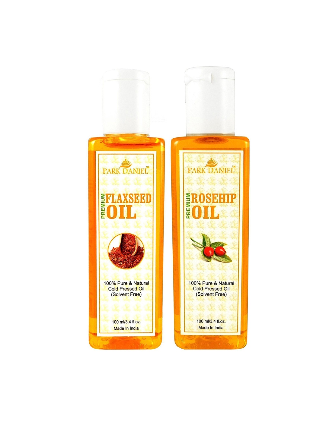 Park Daniel Set Of 2 100% Pure & Natural Cold Pressed Flaxseed & Rosehip Oil - 100 ml Each, Transparent
Park Daniel Set Of 2 100% Pure & Natural Cold Pressed Flaxseed & Rosehip Oil - 100 ml Each, Transparent