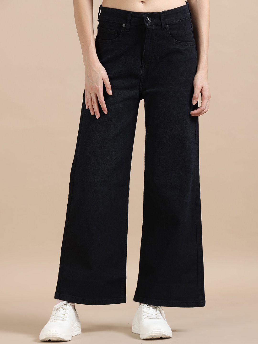 Mast & Harbour Women Comfort Wide Leg High-Rise Light Fade Stretchable Jeans, Black
Mast & Harbour Women Comfort Wide Leg High-Rise Light Fade Stretchable Jeans, Black