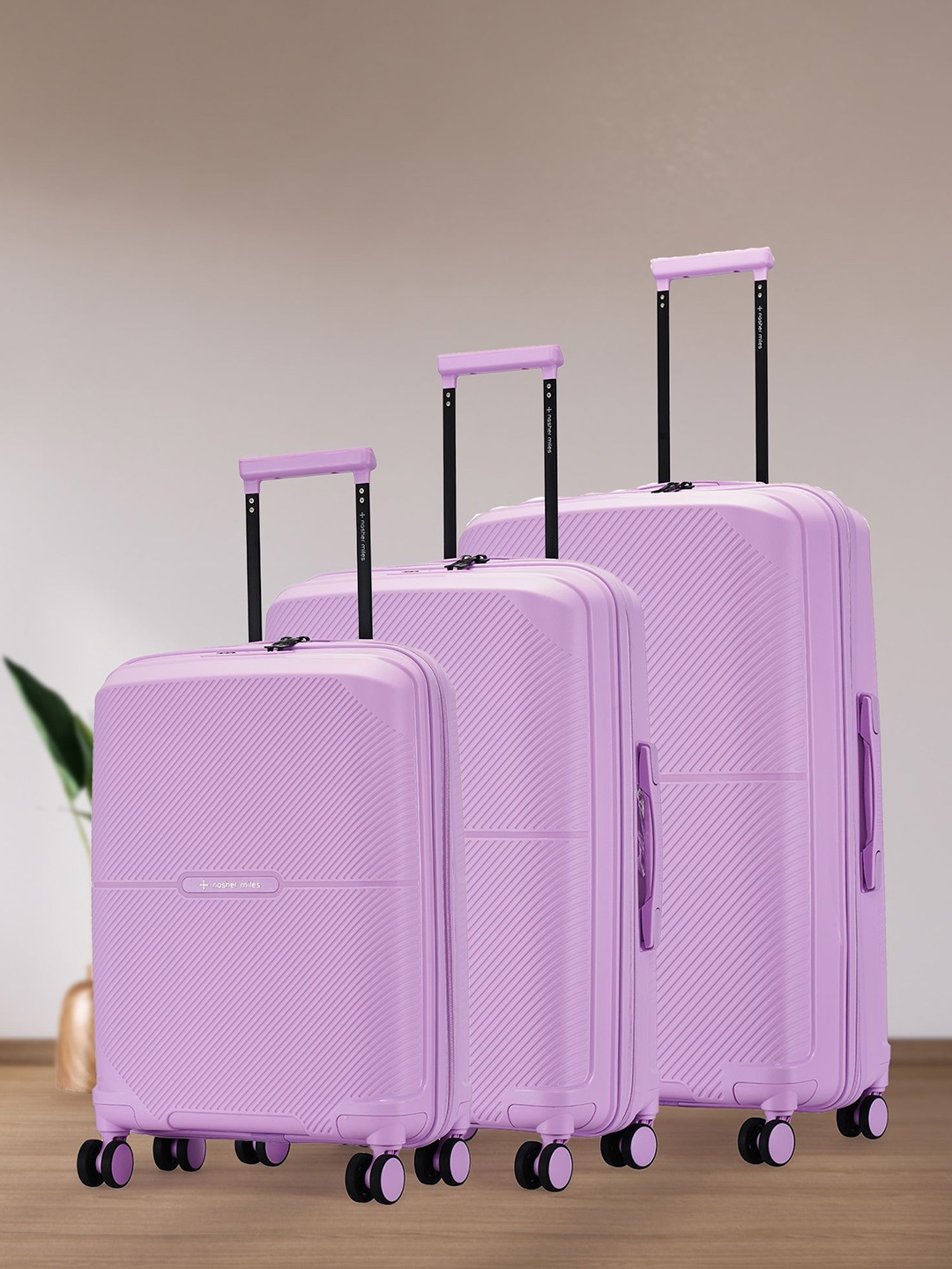 Nasher Miles Hawaii Polypropylene TSA Lock Set of 3 S/M/L Purple Trolley Bags (55-65-75cm)
Nasher Miles Hawaii Polypropylene TSA Lock Set of 3 S/M/L Purple Trolley Bags (55-65-75cm)