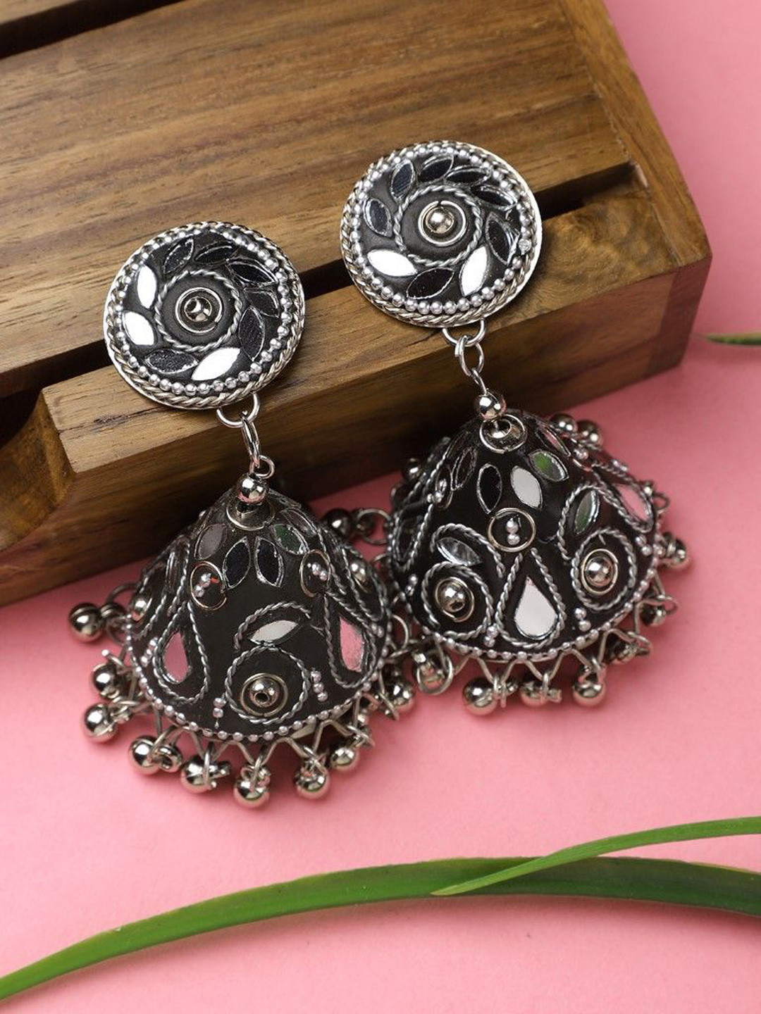CARDINAL Contemporary Jhumkas Earrings, Silver 
CARDINAL Contemporary Jhumkas Earrings, Silver