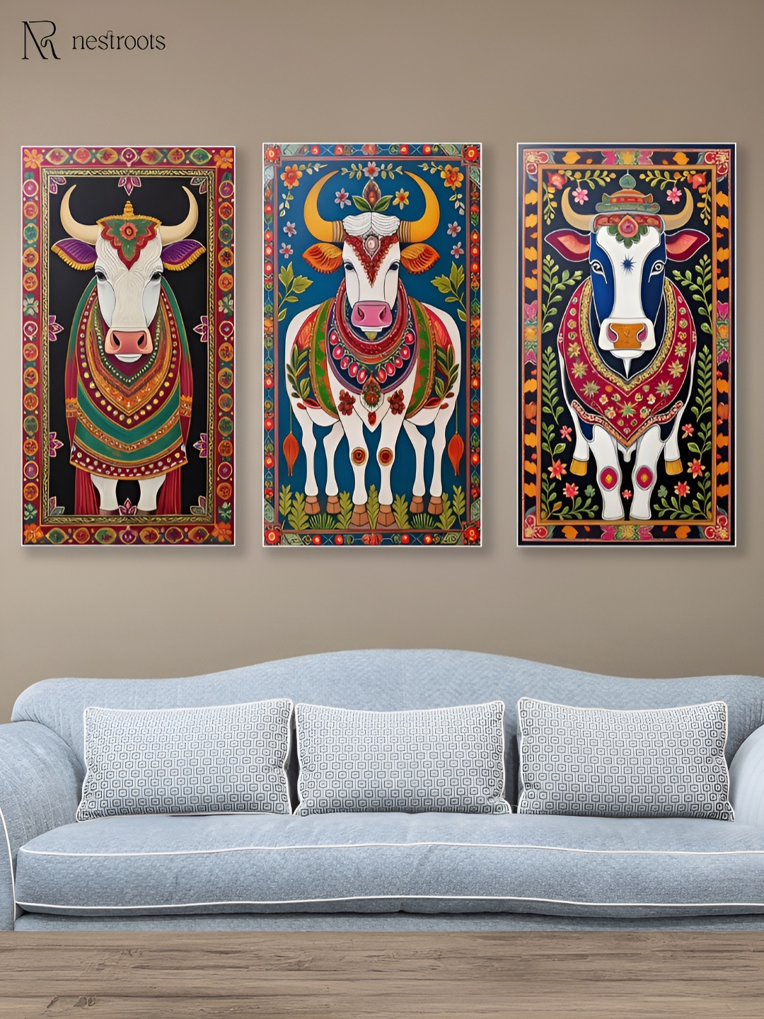 nestroots Navy Blue & White 3 Pieces Canvas Sacred Indian Cow Paintings Wall Arts
nestroots Navy Blue & White 3 Pieces Canvas Sacred Indian Cow Paintings Wall Arts