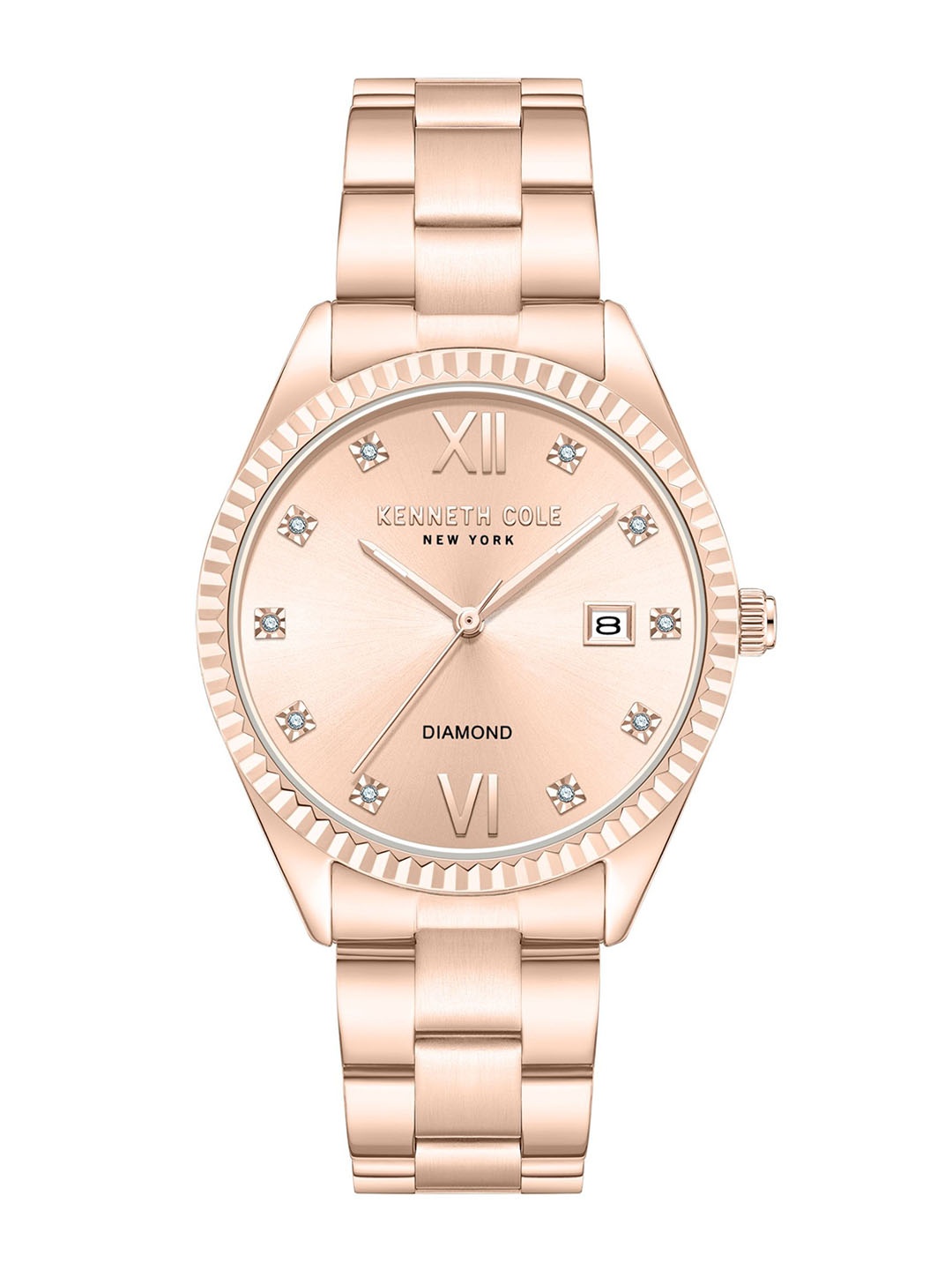 Kenneth Cole Women Embellished Dial & Stainless Steel Bracelet Style Straps Analogue Watch, Rose gold
Kenneth Cole Women Embellished Dial & Stainless Steel Bracelet Style Straps Analogue Watch, Rose gold