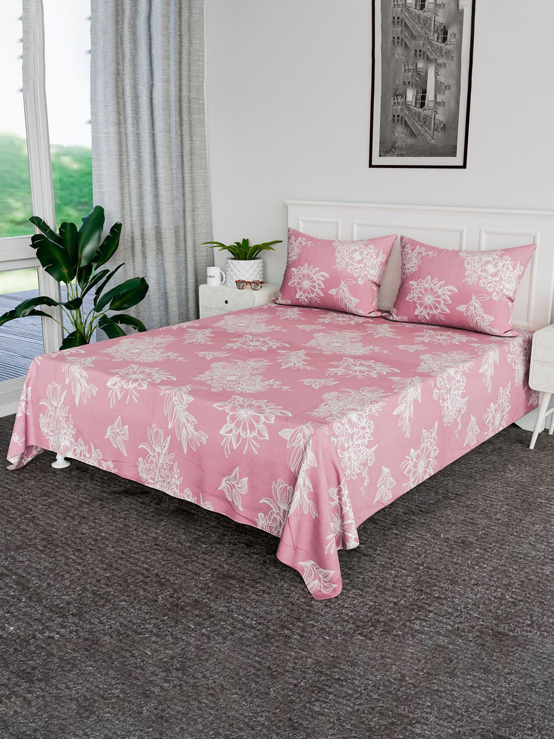 Kuber Industries Pink & White 180 TC Cotton King Bedsheet with 2 Pillow Covers 2 x 2mt
Kuber Industries Pink & White 180 TC Cotton King Bedsheet with 2 Pillow Covers 2 x 2mt