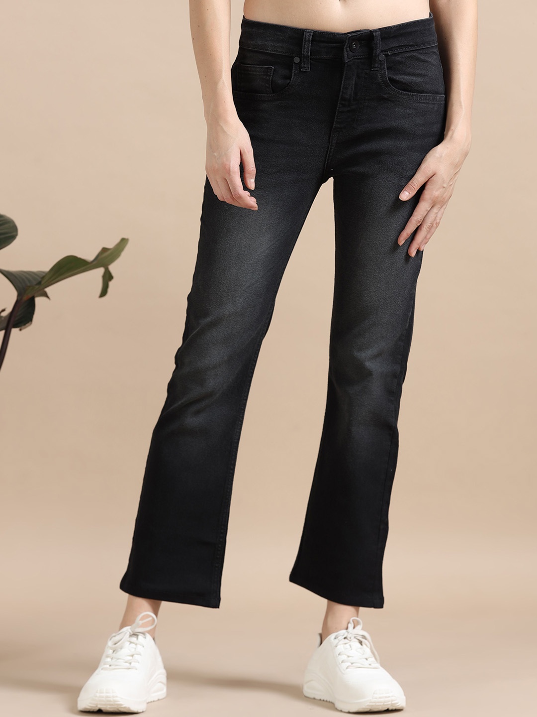 Mast & Harbour Women Comfort Bootcut High-Rise Light Fade Stretchable Jeans, Black
Mast & Harbour Women Comfort Bootcut High-Rise Light Fade Stretchable Jeans, Black