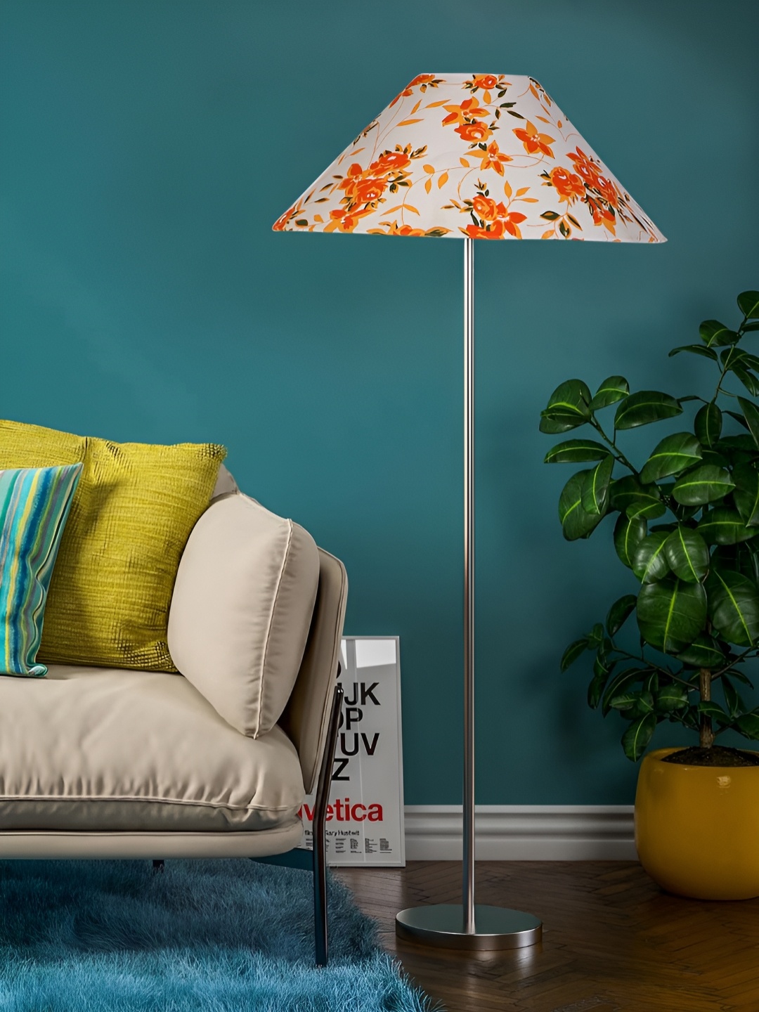 Devansh White & Orange Coloured Steel & Cotton Frustum Shaped Floral Printed Floor Lamps
Devansh White & Orange Coloured Steel & Cotton Frustum Shaped Floral Printed Floor Lamps