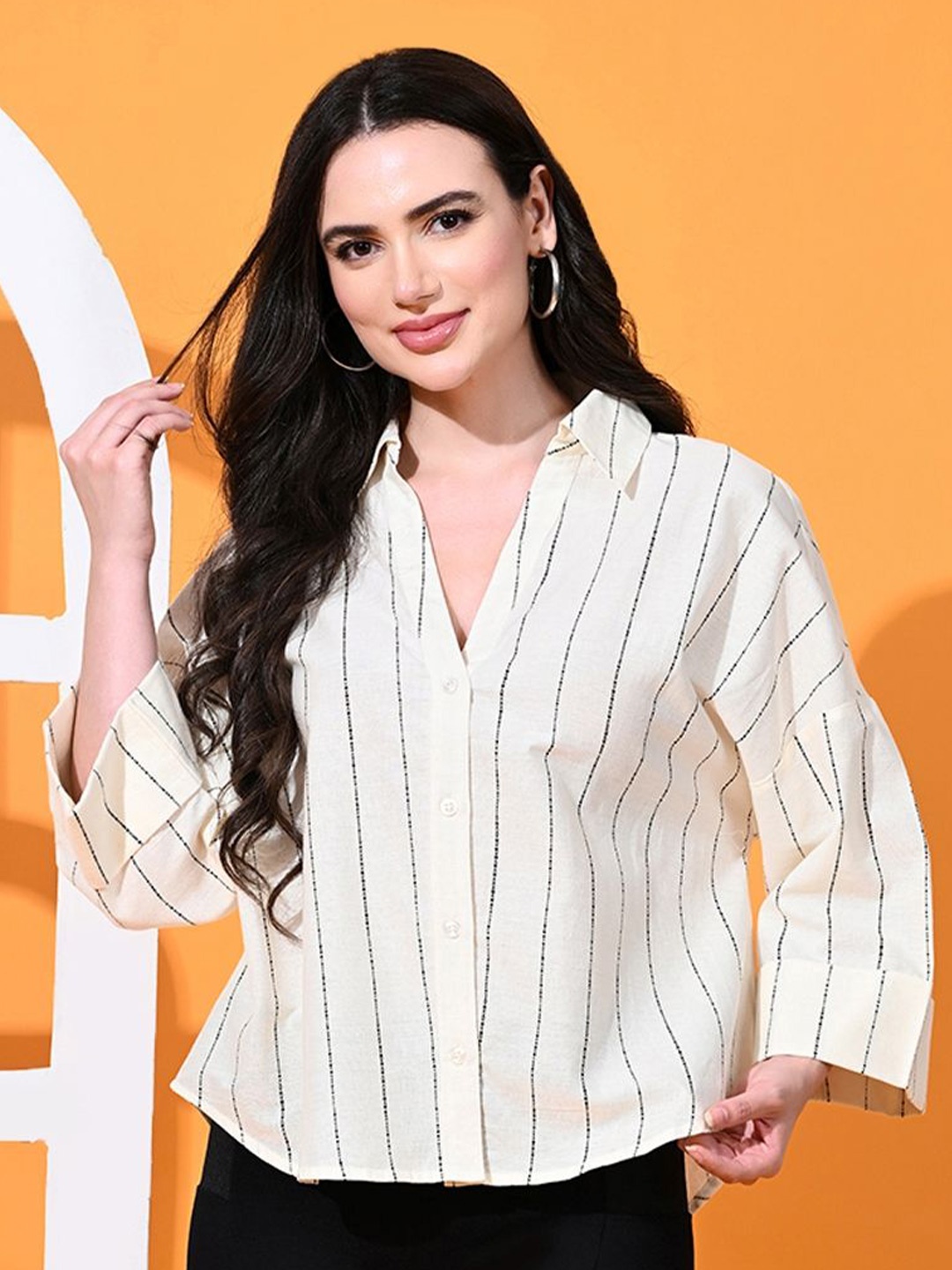 PRETTY LOVING THING Women Spread Collar Vertical Striped Cotton Oversized Casual Shirt, White
PRETTY LOVING THING Women Spread Collar Vertical Striped Cotton Oversized Casual Shirt, White