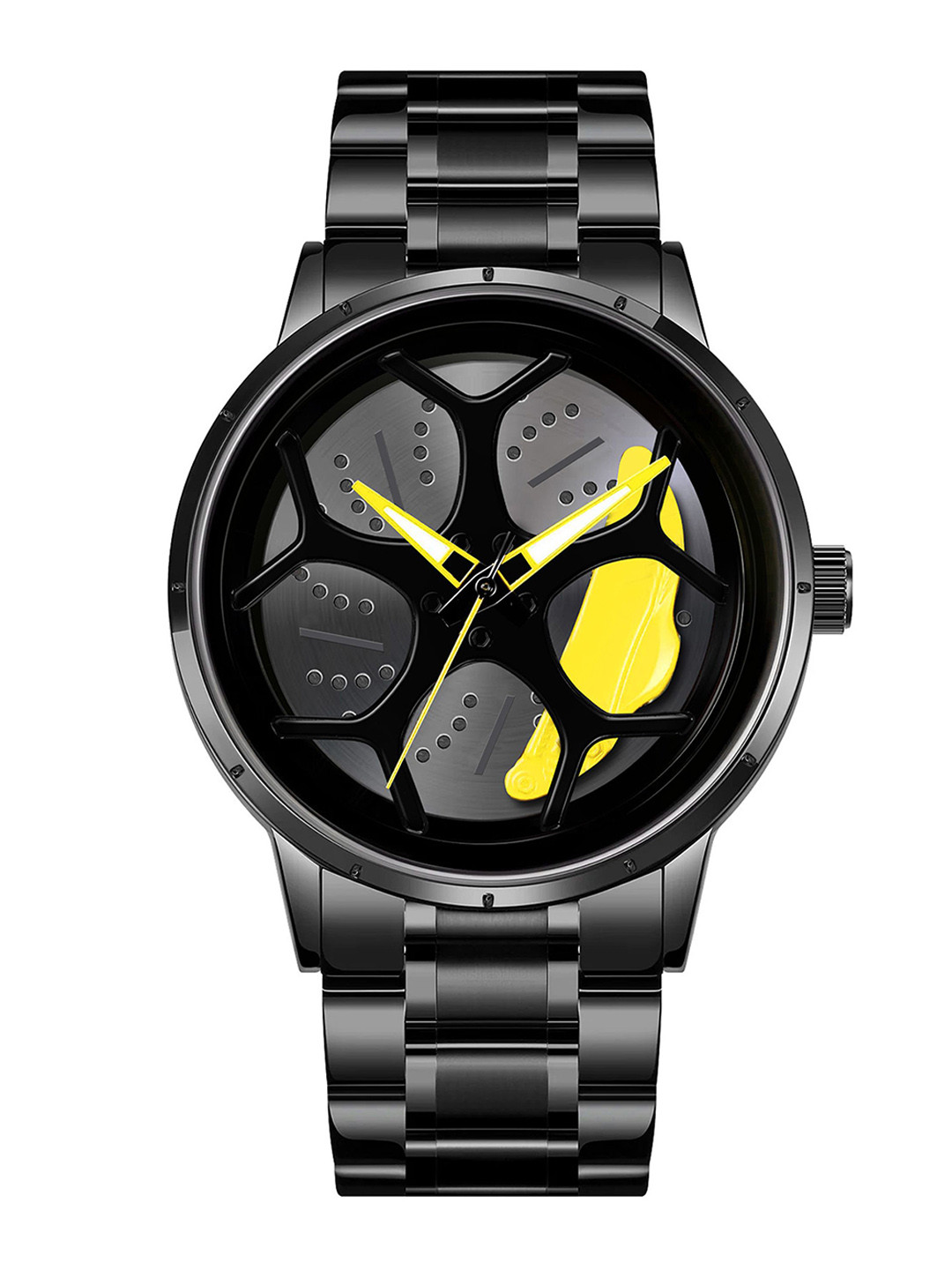 IIK COLLECTION Men Round Car Wheel Dial With Spinning Car Rim Hub Chain Analogue Watch, Yellow
IIK COLLECTION Men Round Car Wheel Dial With Spinning Car Rim Hub Chain Analogue Watch, Yellow