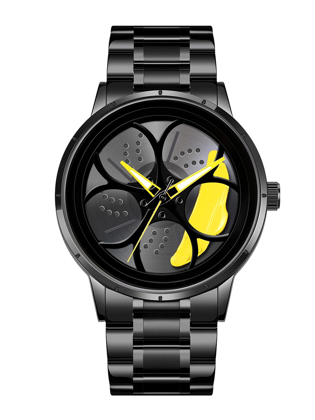 IIK COLLECTION Men Round Car Wheel Dial With Spinning Car Rim Hub Chain Analogue Watch, Yellow
IIK COLLECTION Men Round Car Wheel Dial With Spinning Car Rim Hub Chain Analogue Watch, Yellow