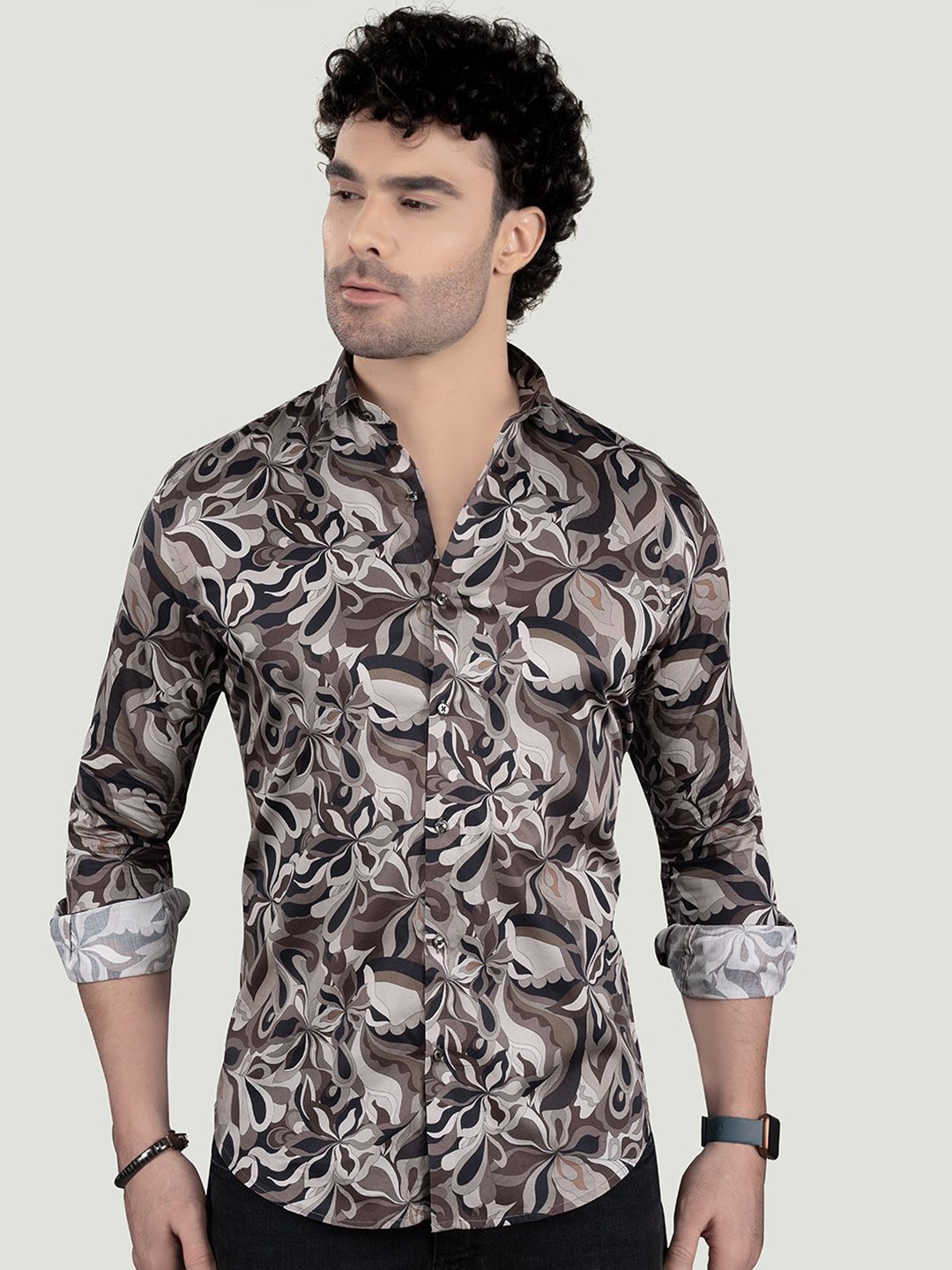 ALMATY Men Comfort Spread Collar Floral Printed Cotton Slim Fit Casual Shirt, Brown
ALMATY Men Comfort Spread Collar Floral Printed Cotton Slim Fit Casual Shirt, Brown