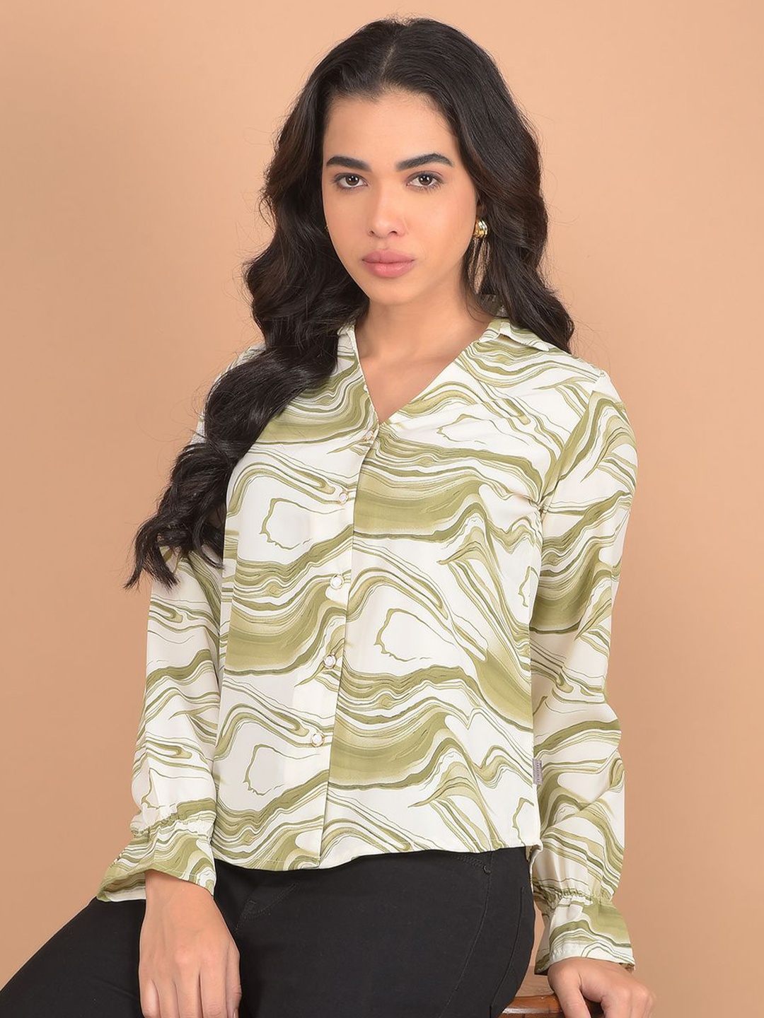 Crimsoune Club Women Spread Collar Abstract Printed Slim Fit Casual Shirt, Olive
Crimsoune Club Women Spread Collar Abstract Printed Slim Fit Casual Shirt, Olive