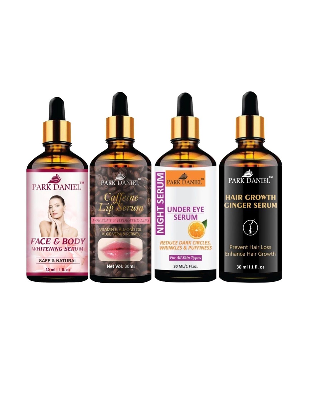 Park Daniel Set Of 4 Serums for Under Eye, Lip, Hair, Face & Body - 30ml Each, Multi
Park Daniel Set Of 4 Serums for Under Eye, Lip, Hair, Face & Body - 30ml Each, Multi
