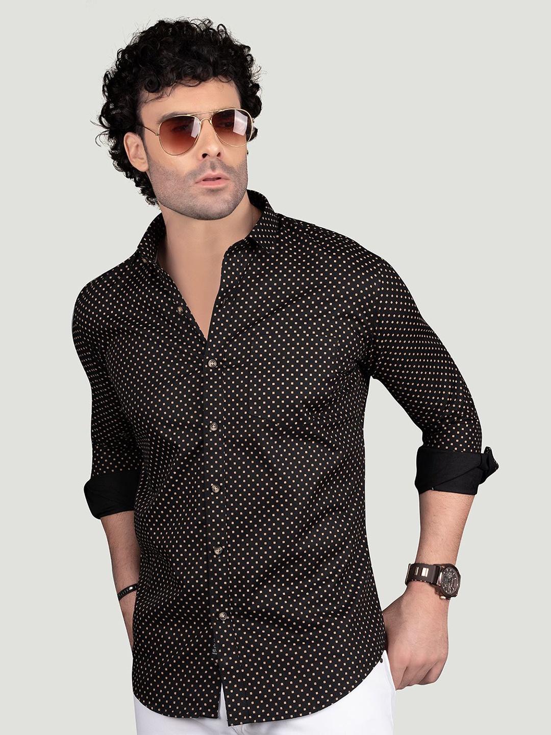 ALMATY Men Comfort Spread Collar Micro Ditsy Printed Cotton Slim Fit Casual Shirt, Black
ALMATY Men Comfort Spread Collar Micro Ditsy Printed Cotton Slim Fit Casual Shirt, Black