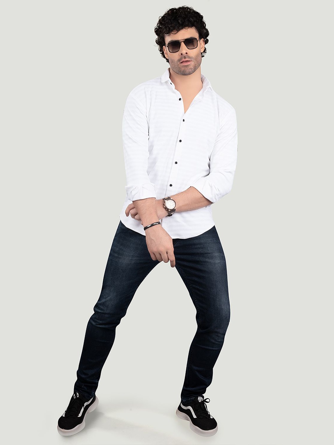 ALMATY Men Comfort Spread Collar Horizontal Striped Cotton Slim Fit Casual Shirt, White
ALMATY Men Comfort Spread Collar Horizontal Striped Cotton Slim Fit Casual Shirt, White