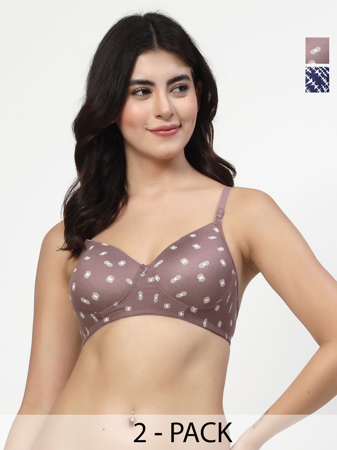 Docare Pack Of 2 Cotton Underwired Printed Full Coverage Lightly Padded Push-Up Bra, Brown
Docare Pack Of 2 Cotton Underwired Printed Full Coverage Lightly Padded Push-Up Bra, Brown
