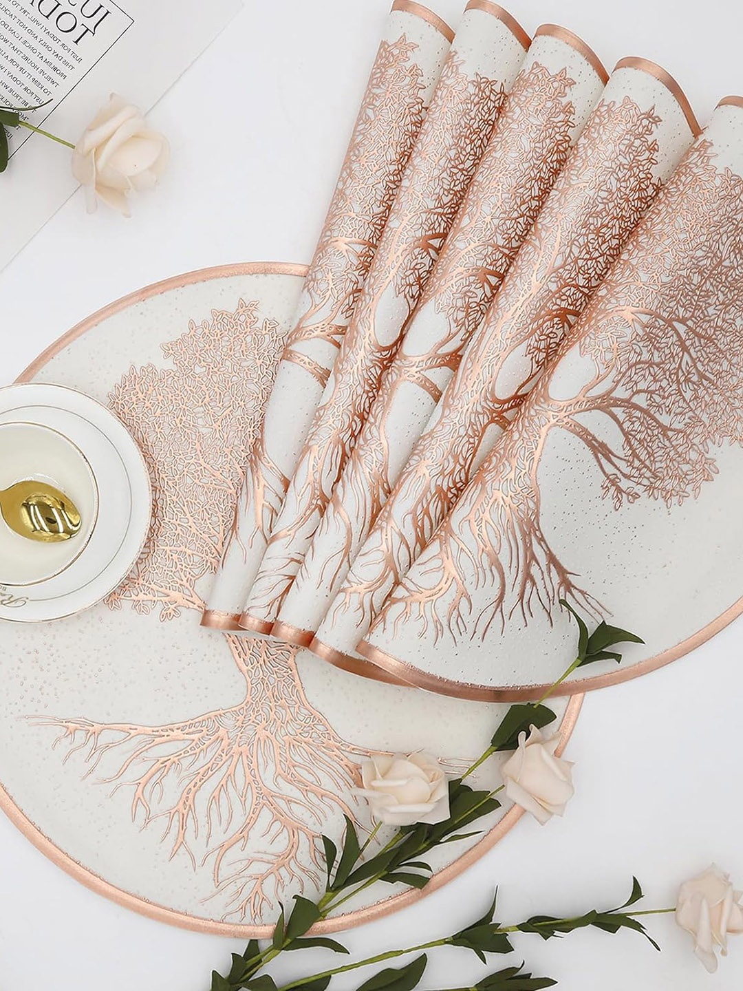 Dakshya Industries 6 Pieces White & Copper-Toned Floral Embellished Round Table Placemats
Dakshya Industries 6 Pieces White & Copper-Toned Floral Embellished Round Table Placemats