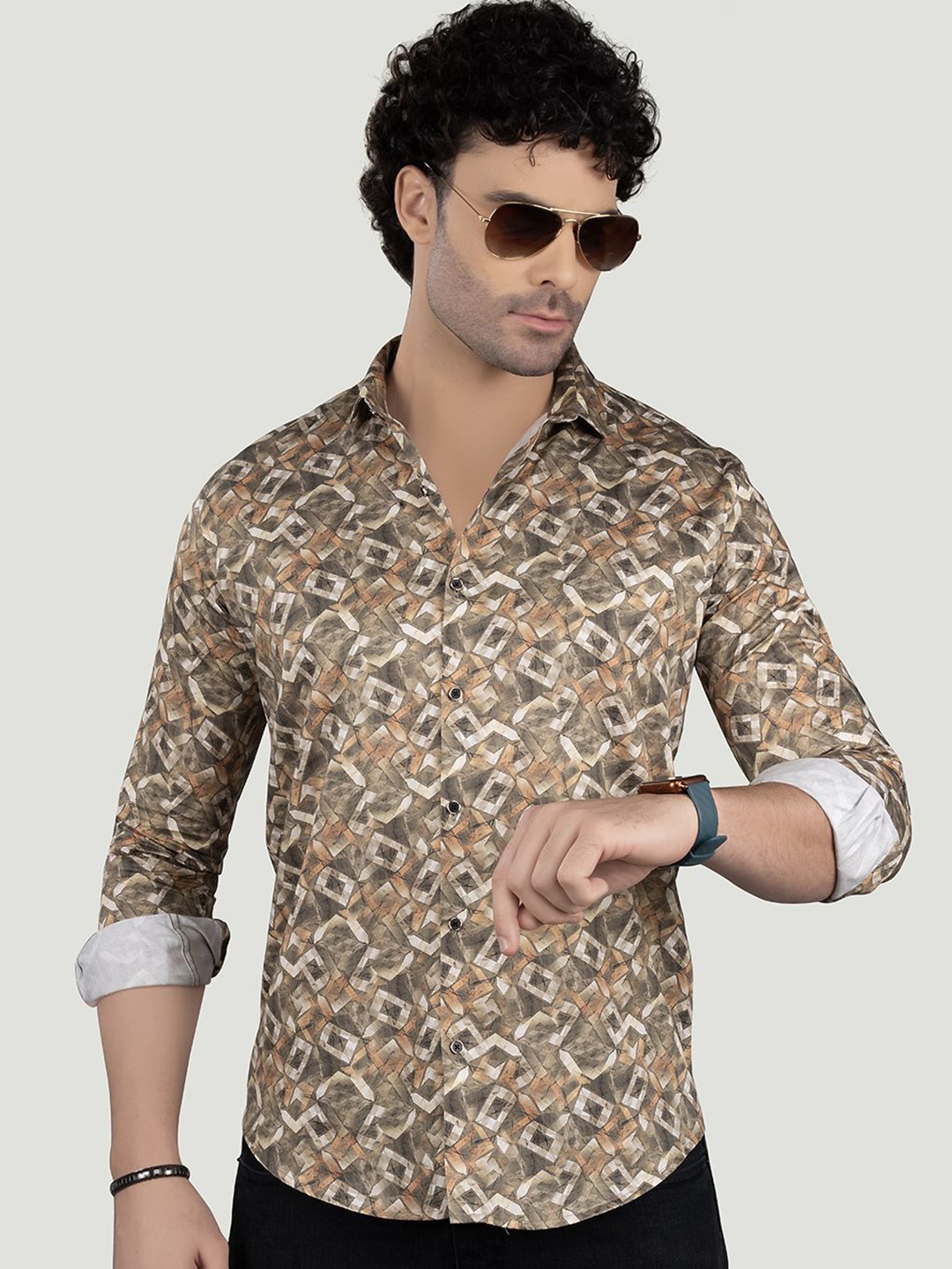 ALMATY Men Comfort Spread Collar Abstract Printed Cotton Slim Fit Casual Shirt, Brown
ALMATY Men Comfort Spread Collar Abstract Printed Cotton Slim Fit Casual Shirt, Brown