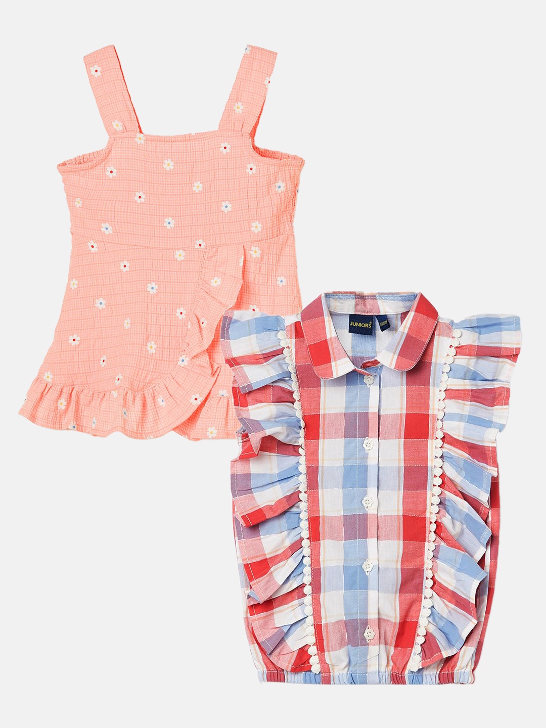 Juniors by Lifestyle Girls Pack of 2 Flutter Sleeve Flared Bottom Cotton Shirt Style Top, Multi
Juniors by Lifestyle Girls Pack of 2 Flutter Sleeve Flared Bottom Cotton Shirt Style Top, Multi